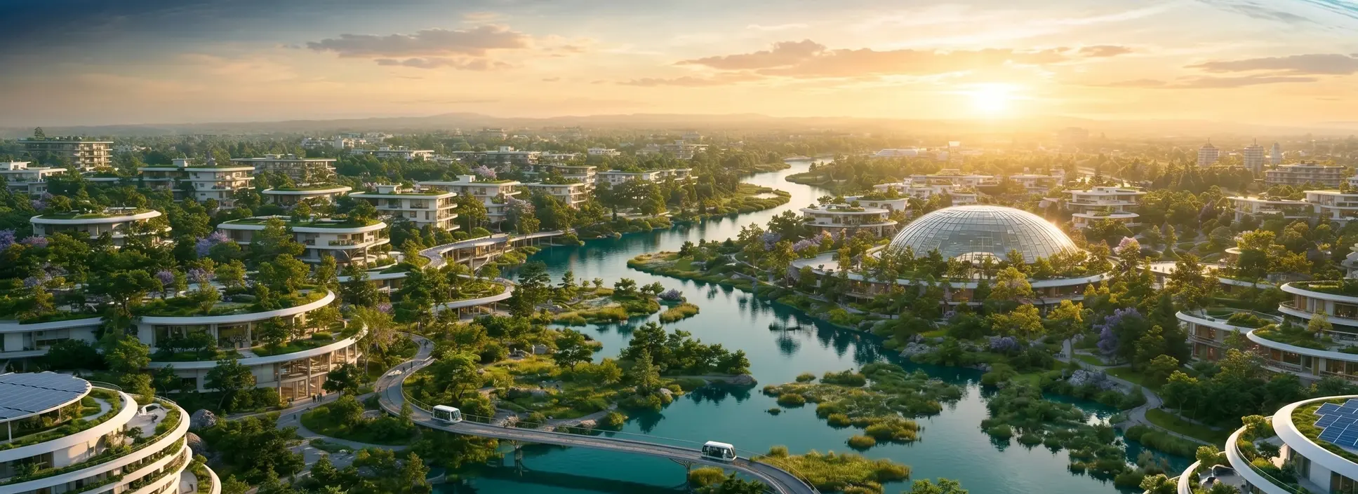 Eine grüne, naturreiche Vision einer Stadt der Zukunft